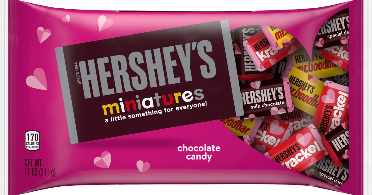 slide 3 of 3, Hershey's Hershey Miniatures Val Candy Bar Bag, 11 oz