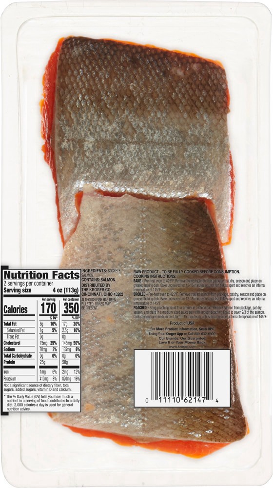 slide 3 of 4, Kroger Sockeye Salmon Skin Pack, 8 oz