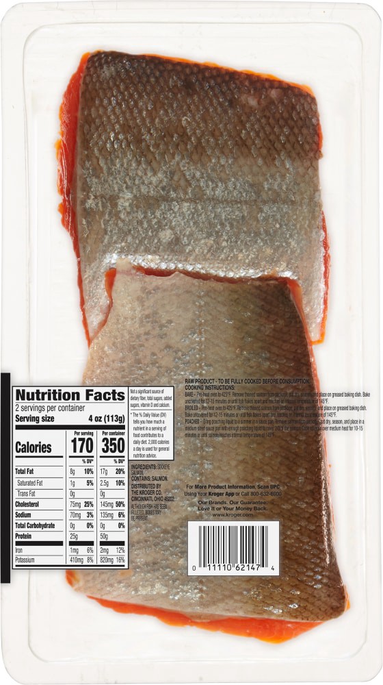 slide 2 of 2, Kroger Sockeye Salmon Skin Pack, 8 oz