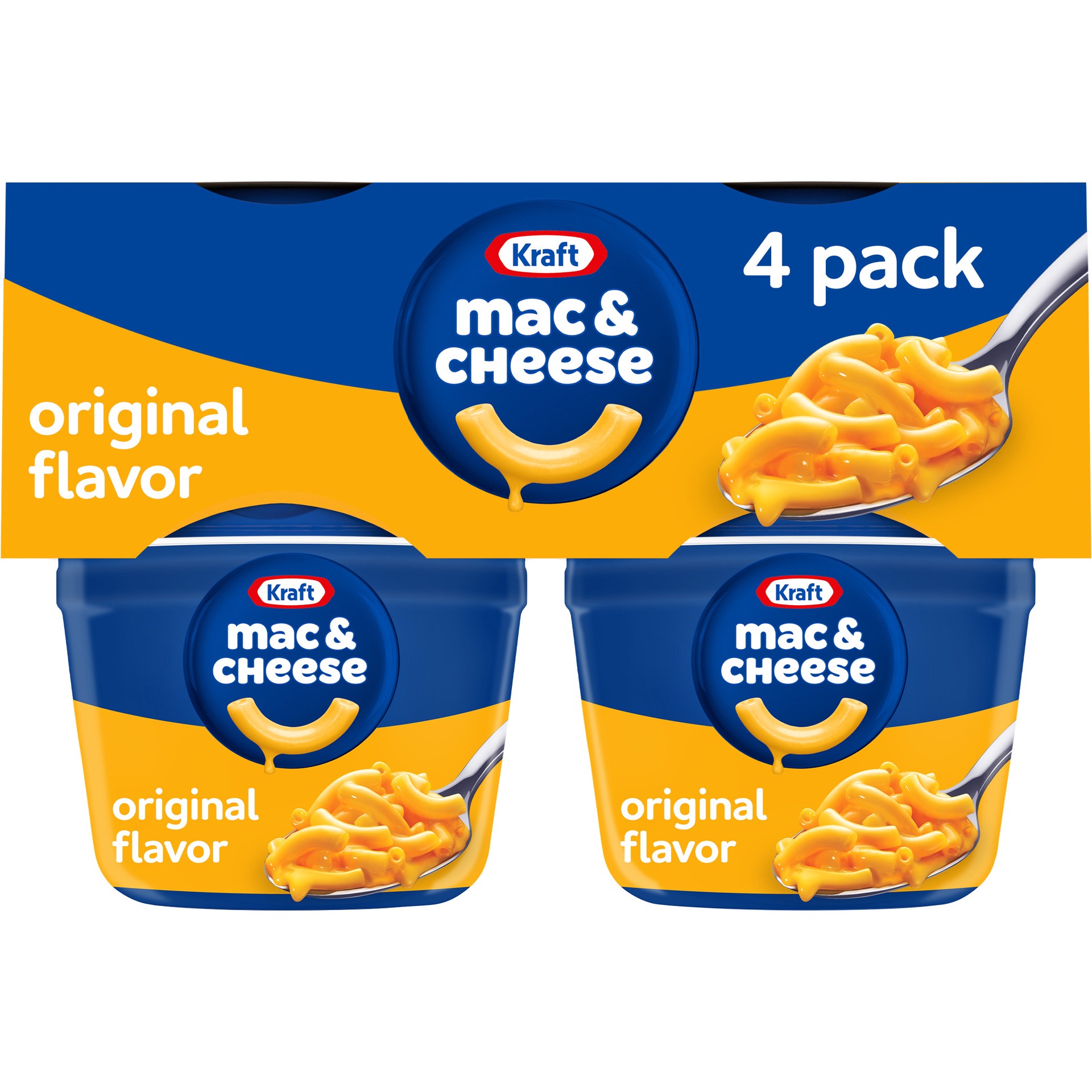 slide 1 of 8, Kraft Original Mac & Cheese Macaroni and Cheese Dinner, 4 ct Pack, 2.05 oz Cups, 4 ct