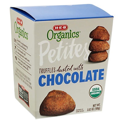 slide 1 of 1, H-E-B Organic Chocolate Truffles, 3.52 oz