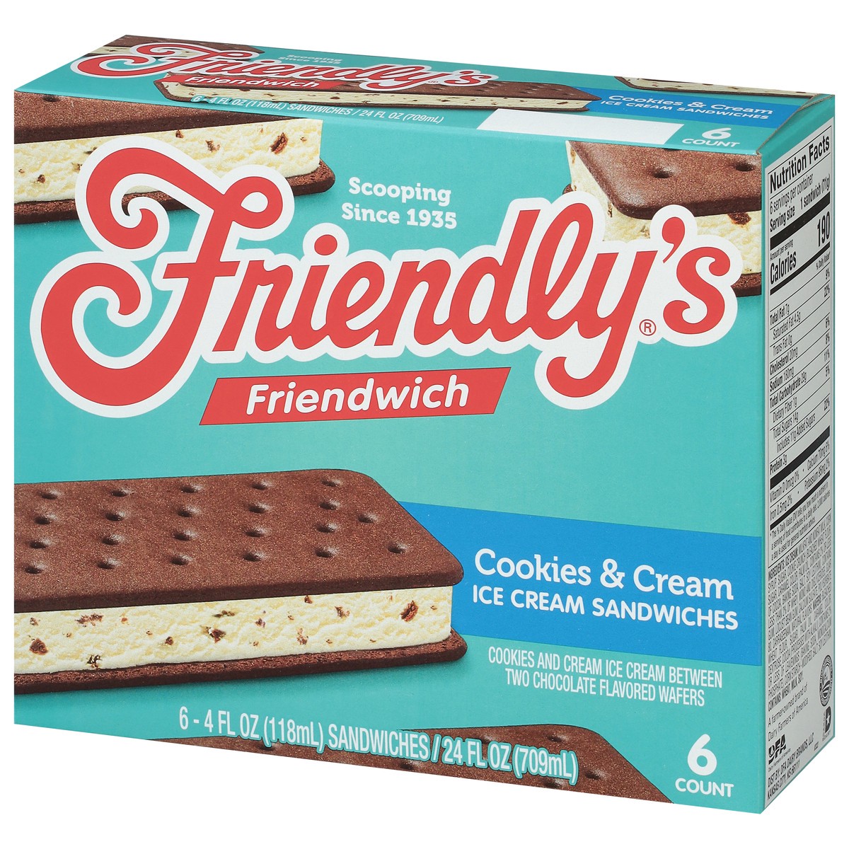 slide 3 of 9, Friendly's Friendwich Cookies'n Cream Dreams Ice Cream Sandwiches, 6 ct; 4 fl oz