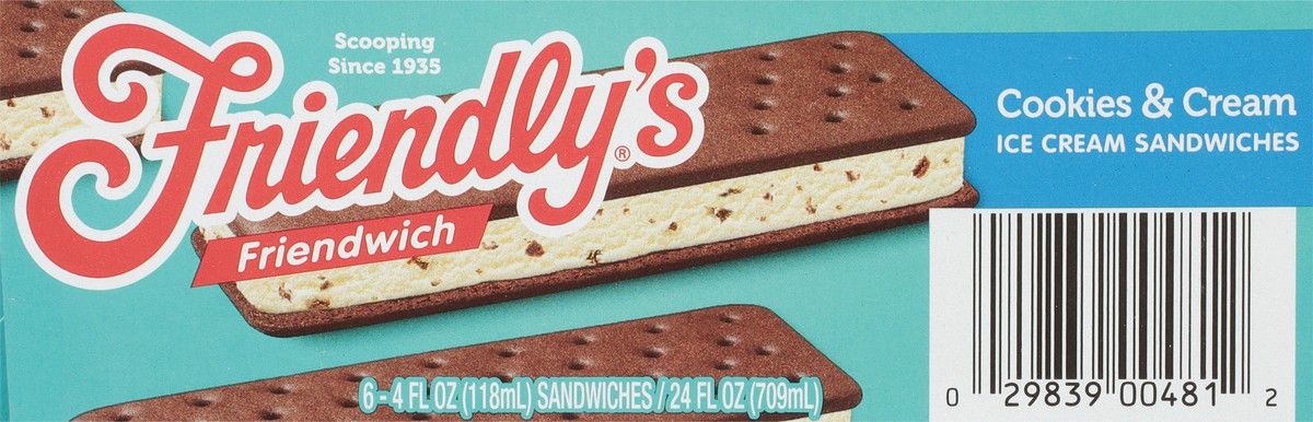 slide 4 of 9, Friendly's Friendwich Cookies'n Cream Dreams Ice Cream Sandwiches, 6 ct; 4 fl oz