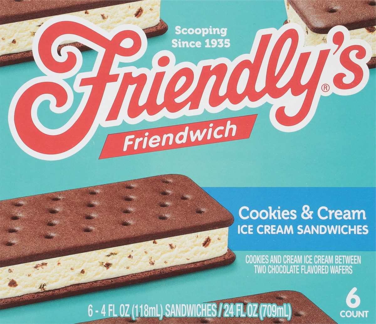 slide 5 of 9, Friendly's Friendwich Cookies'n Cream Dreams Ice Cream Sandwiches, 6 ct; 4 fl oz