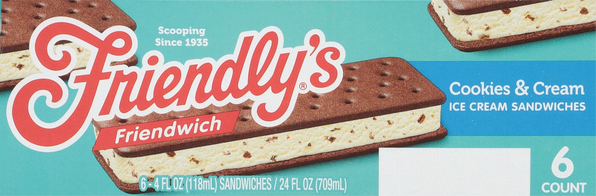 slide 9 of 9, Friendly's Friendwich Cookies'n Cream Dreams Ice Cream Sandwiches, 6 ct; 4 fl oz