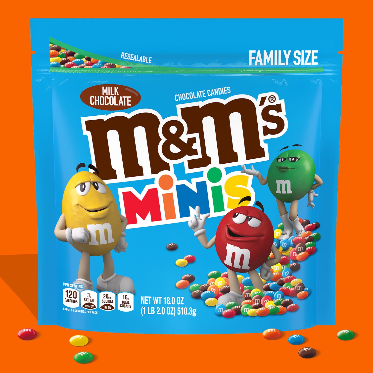 slide 6 of 8, M&M's Milk Chocolate Minis Family SUP Candy - 16.9oz, 18 oz