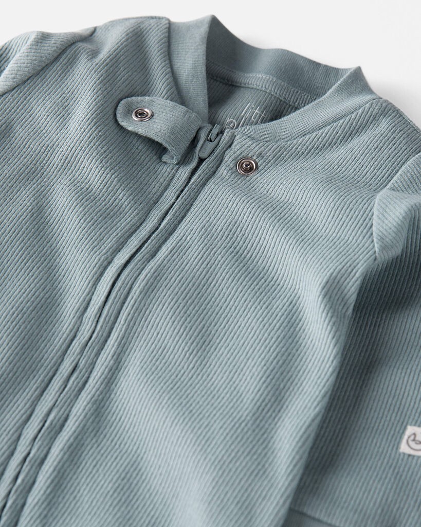 slide 3 of 4, Littleplanet Baby Organic Cotton Ribbed Sleep & Play Pajamas Blue Creek 9M, 1 ct