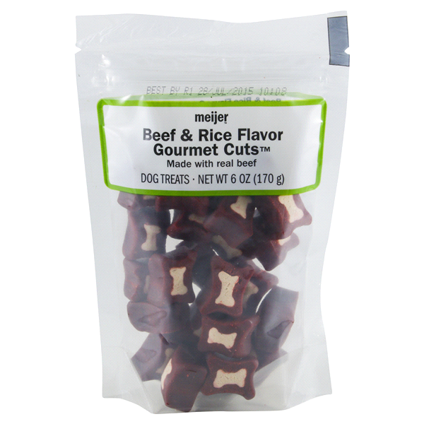slide 1 of 2, Meijer Gourmet Cuts Beef & Rice Dog Treats, 6 oz