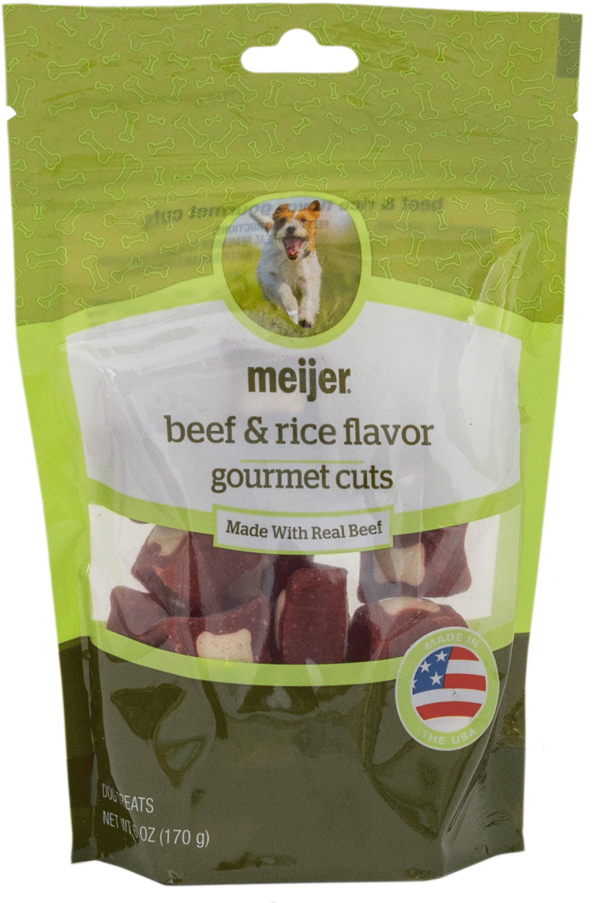 slide 1 of 2, Meijer Gourmet Cuts Beef & Rice Dog Treats, 6 oz