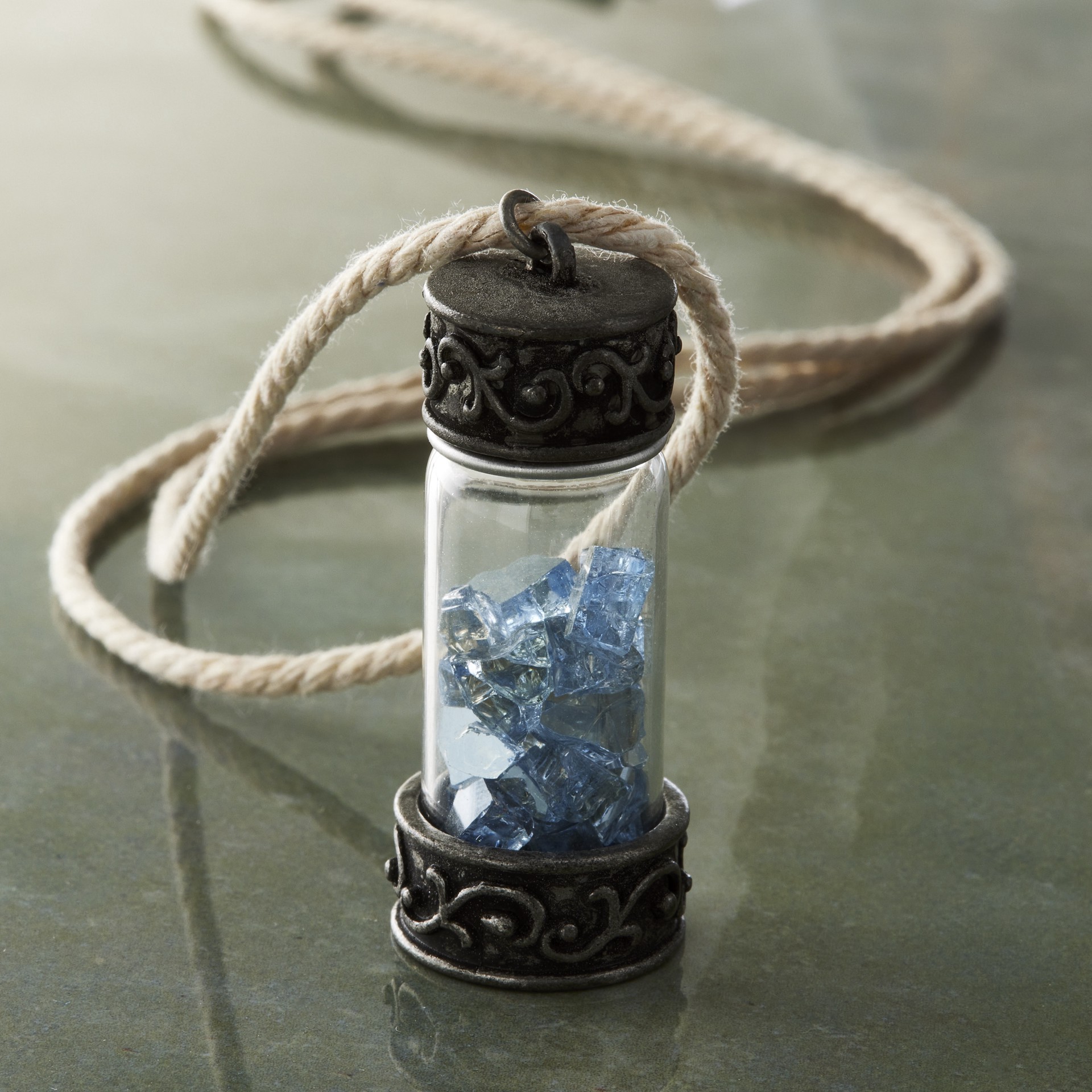 slide 3 of 3, Found Objects Silver Vial By Bead Landing, 45mm x 16mm