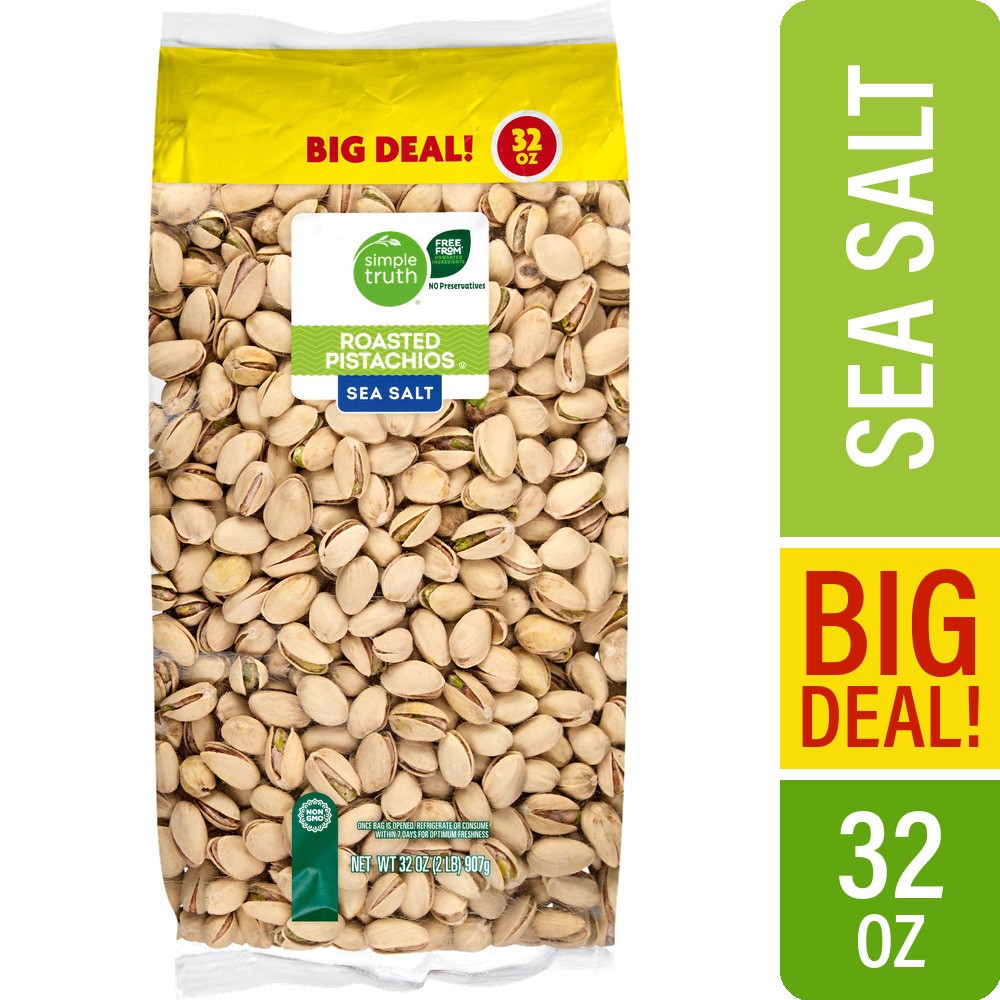 slide 1 of 4, Simple Truth Roasted & Salted Pistachios, 32 oz