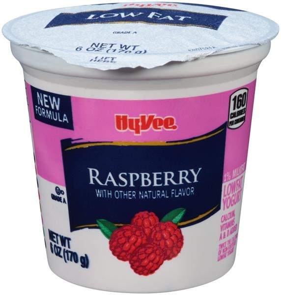 slide 1 of 1, Hy-vee Raspberry Lowfat Yogurt, 6 oz