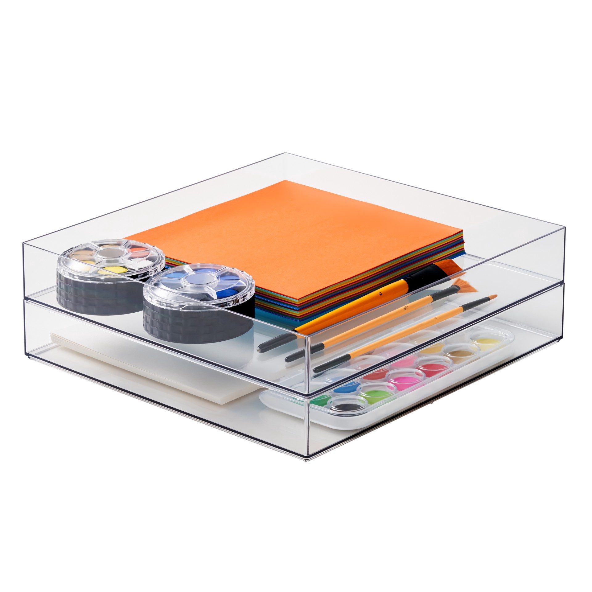 slide 3 of 6, 12" X 12" Clear Stackable Storage Tray By Simply Tidy, 12 in x 12 in