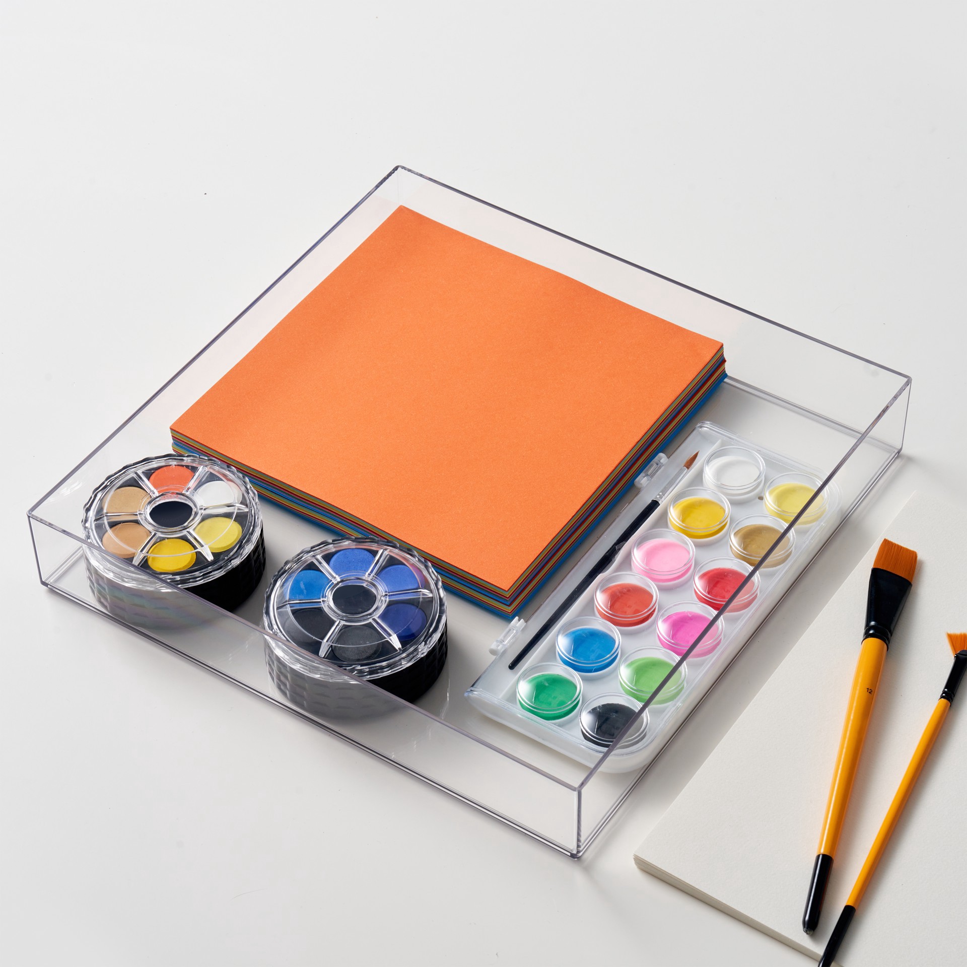 slide 4 of 6, 12" X 12" Clear Stackable Storage Tray By Simply Tidy, 12 in x 12 in