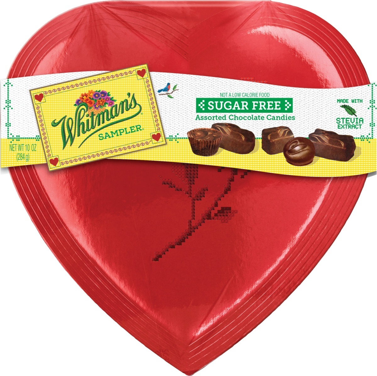 slide 1 of 1, Whitman's Sugar Free Assorted Chocolates Heart Box Valentine Candy, 10 oz