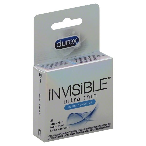 slide 1 of 1, Durex Invisible Ultra Thin Condoms, 3 ct