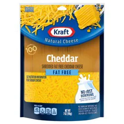 Kraft Cheddar Fat Free Shredded Cheese, 7 oz Bag