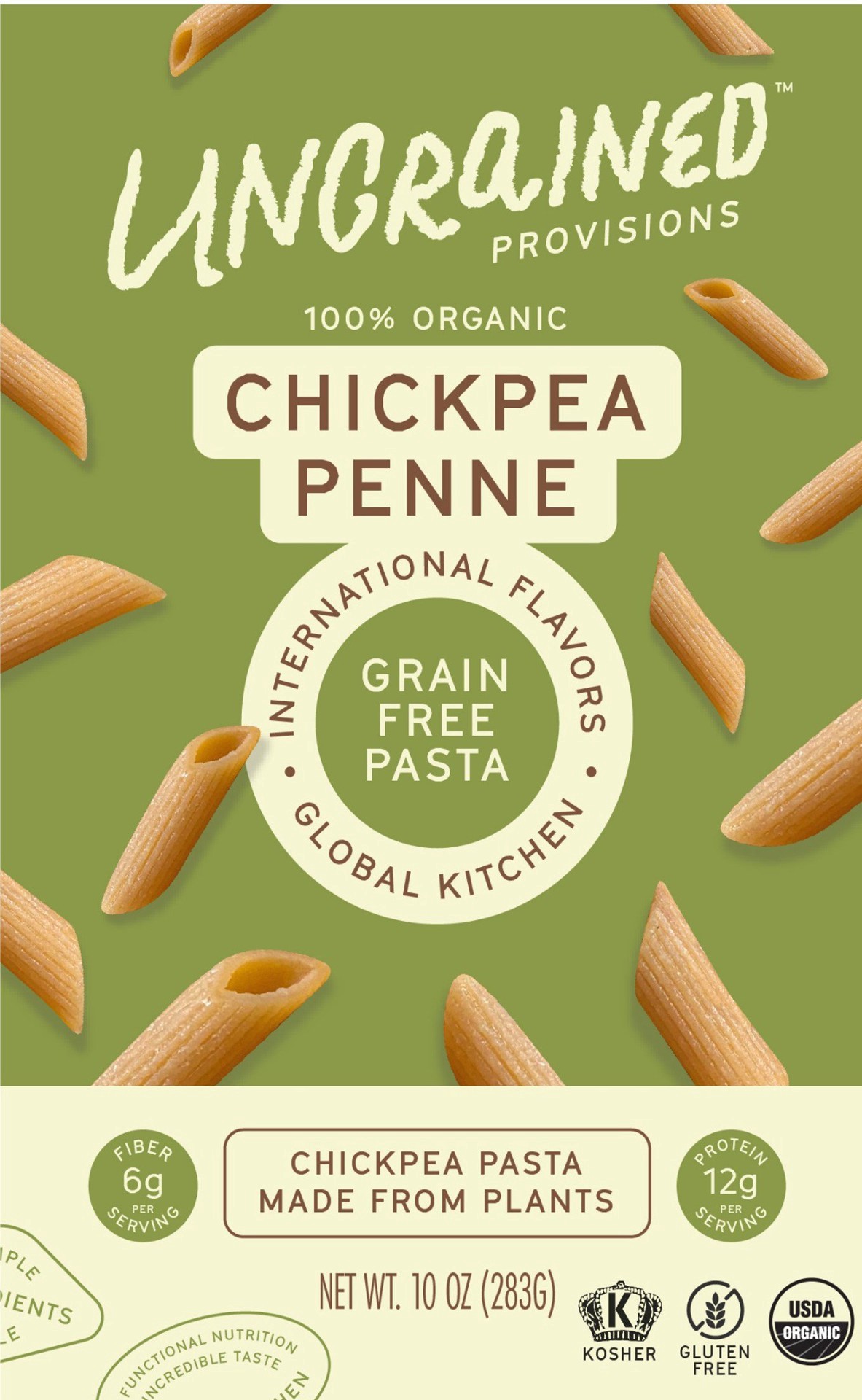 slide 1 of 1, Ungrained Provisions Chickpea Penne, 10 oz