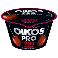 Oikos Pro 20g Protein, Cherry Yogurt-Cultured Ultra-Filtered Milk Product, 0g Added Sugar, Just Delicious High Protein Snacks for Home, School, Office, Gym, 5.3 oz Cup​