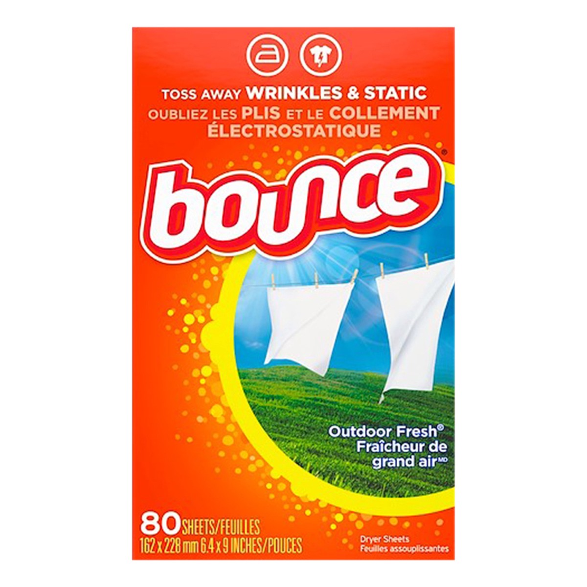 slide 1 of 1, Bounce Outdoor Fresh Dryer Sheets, 80 ct