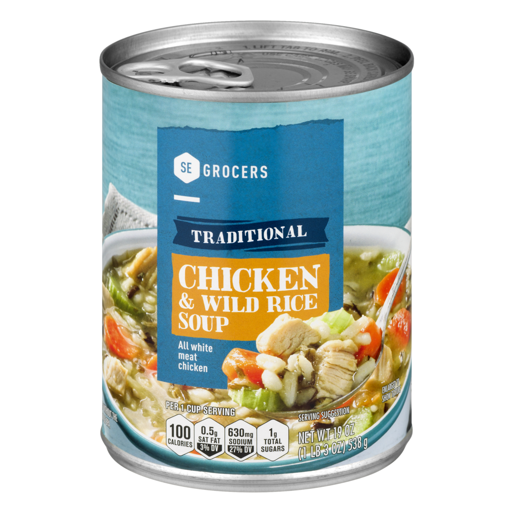 slide 1 of 1, SE Grocers Traditional Chicken & Wild Rice Soup - 19 oz, 19 oz