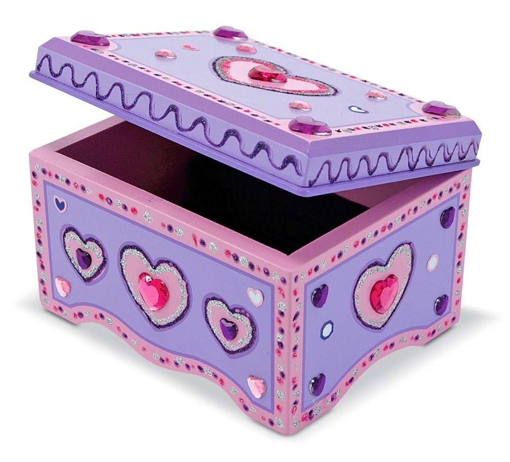 slide 1 of 1, Melissa & Doug Decorate-Your-Own Wooden Jewelry Box With Sparkling Gems And Stickers, 1 ct