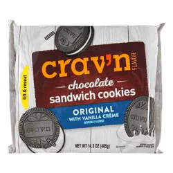Crav'n Flavor Original Vanilla Creme Chocolate Sandwich Cookies