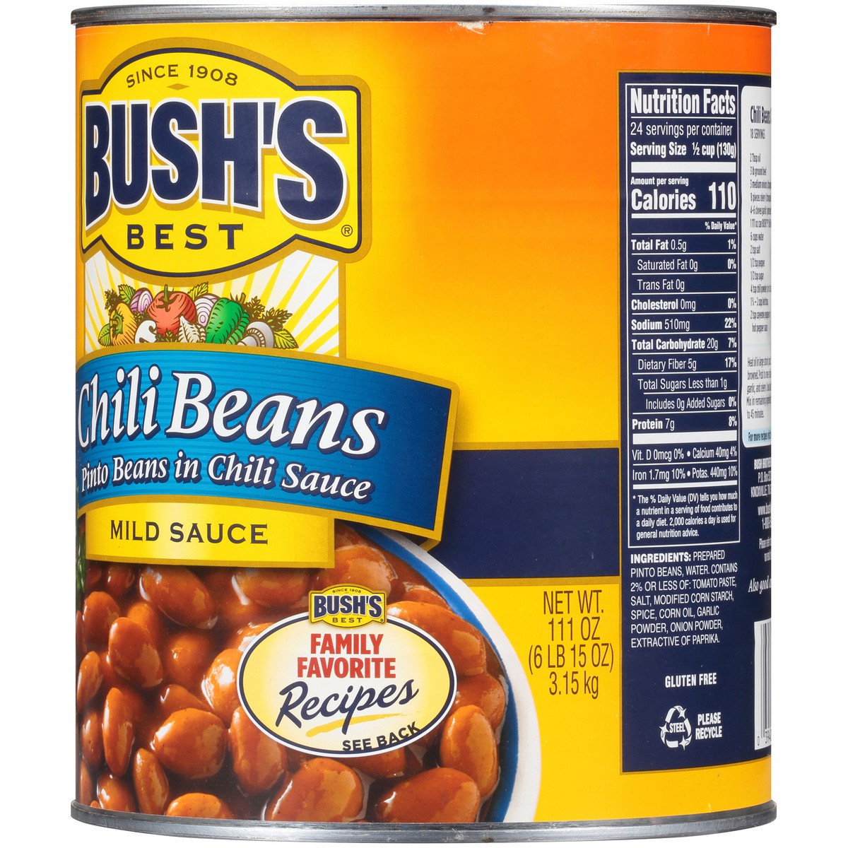 slide 7 of 7, Bush's Best Bush's Pinto Beans in a Mild Chili Sauce 111 oz, 111 oz