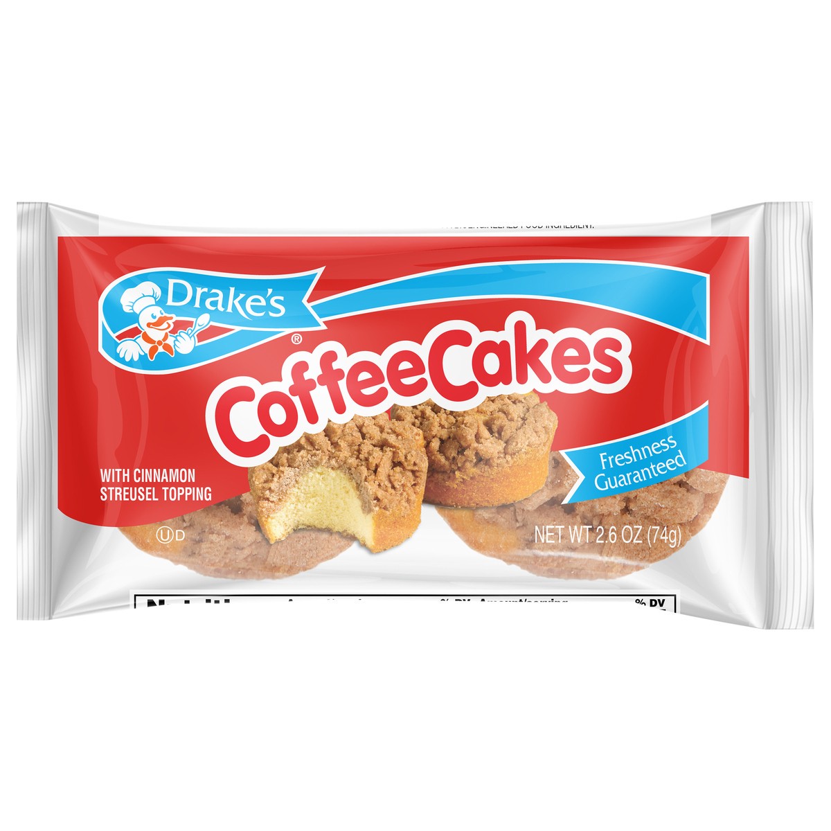 slide 1 of 3, Drake's Cakes, Drake's Snack Coffee Cakes with cinnamon streusel topping (wrap), 2.6 oz