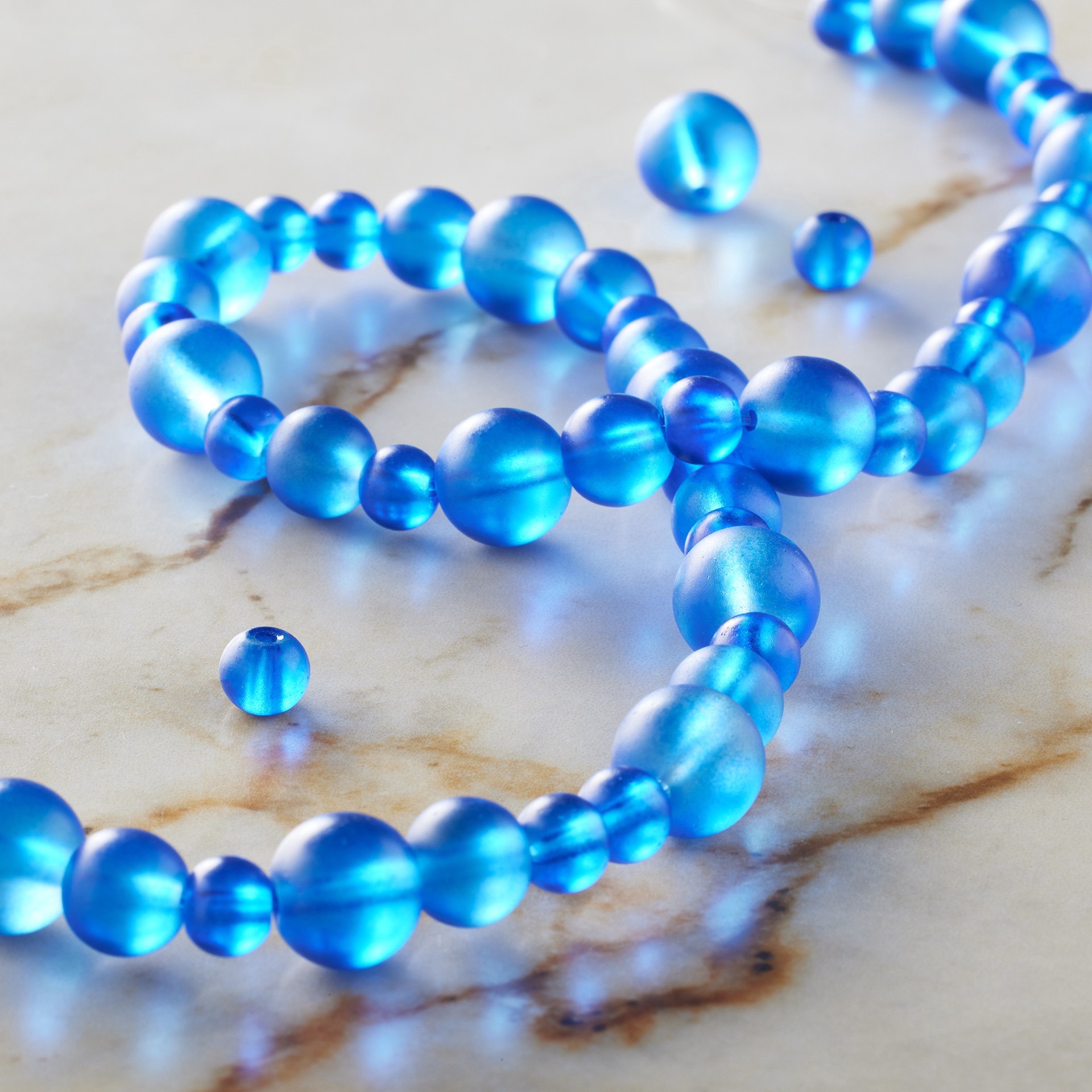 slide 3 of 3, Blue Matte Glass Round Beads By Bead Landing, 5.2mm-9mm