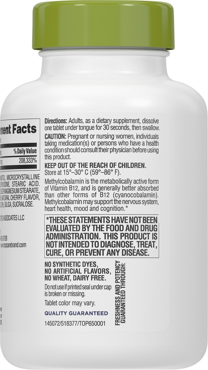 slide 8 of 13, TopCare Health 5000 mcg Natural Cherry Flavor Vitamin B12 300 Tablets, 300 ct
