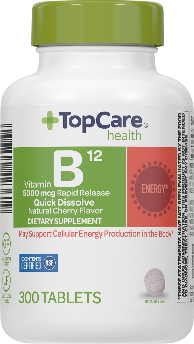 slide 11 of 13, TopCare Health 5000 mcg Natural Cherry Flavor Vitamin B12 300 Tablets, 300 ct