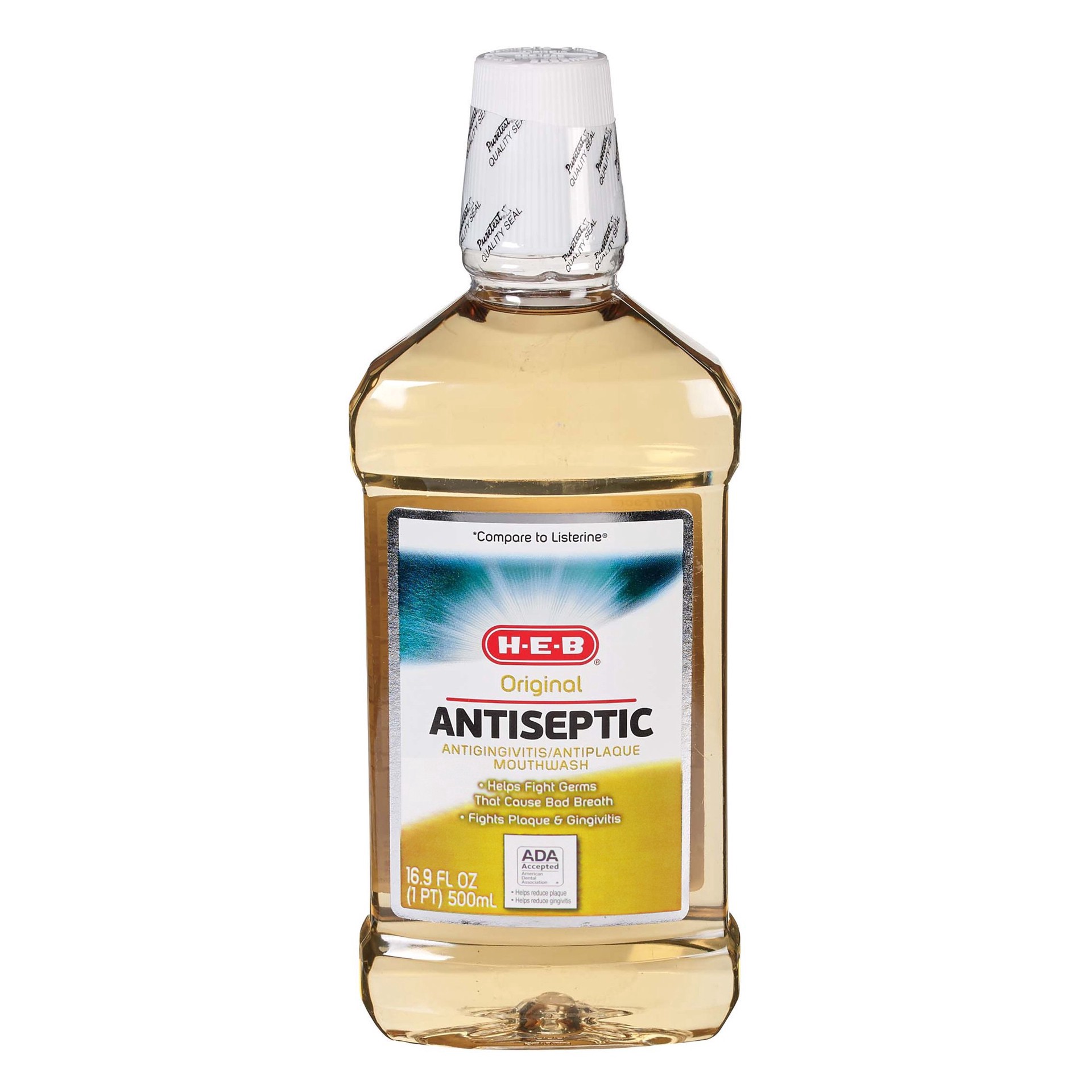 slide 1 of 1, H-E-B Antiseptic Original Mouth Rinse, 16.9 oz