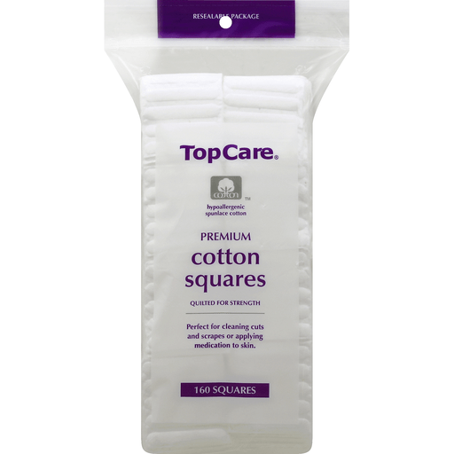 slide 3 of 3, TopCare Premium Cotton Squares Quilted, 160 ct