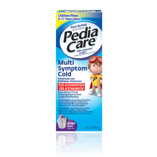 slide 1 of 1, PediaCare Children's Multi-Symptom Plus Luden's Grape Taste Cold, 4 oz