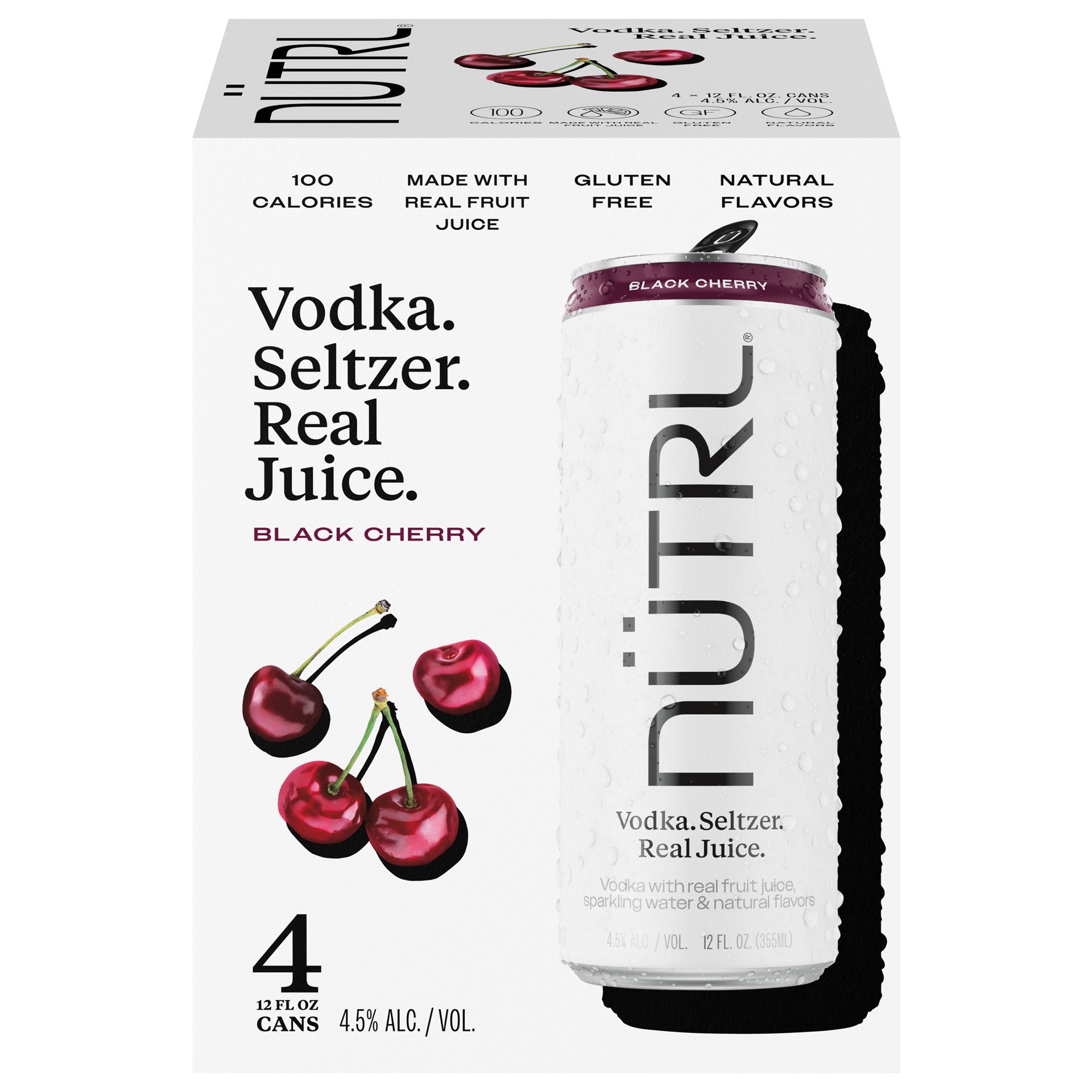 slide 2 of 2, Nutrl Real Juice Black Cherry Vodka Seltzer 4 - 12 fl oz Cans, 4 ct