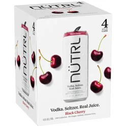 Nutrl Real Juice Black Cherry Vodka Seltzer - 4 x 12 fl oz Cans