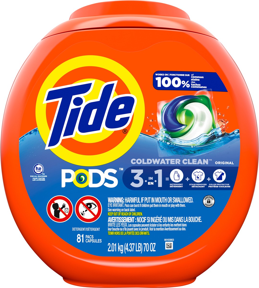 slide 4 of 4, Tide PODS Liquid Laundry Detergent Soap Pacs, HE Compatible, 81 Count, Powerful 3-in-1 Clean in one Step, Original Scent, 81 ct