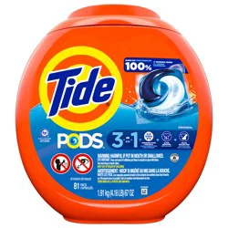 Tide PODS Liquid Laundry Detergent Soap Pacs, HE Compatible, 81 Count, Powerful 3-in-1 Clean in one Step, Original Scent