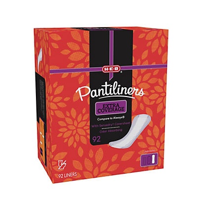 slide 1 of 1, H-E-B Extra Coverage Pantiliners, 92 ct