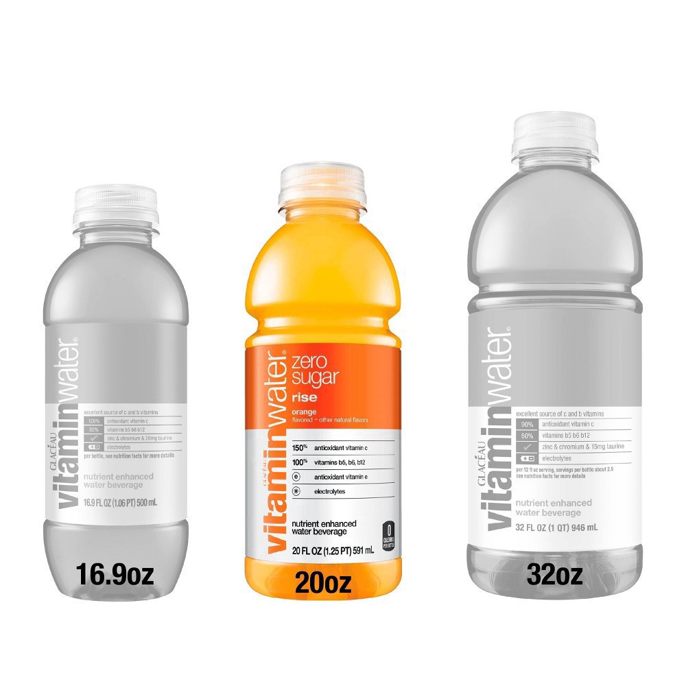 slide 28 of 34, vitaminwater zero sugar rise Bottle, 20 fl oz, 20 fl oz