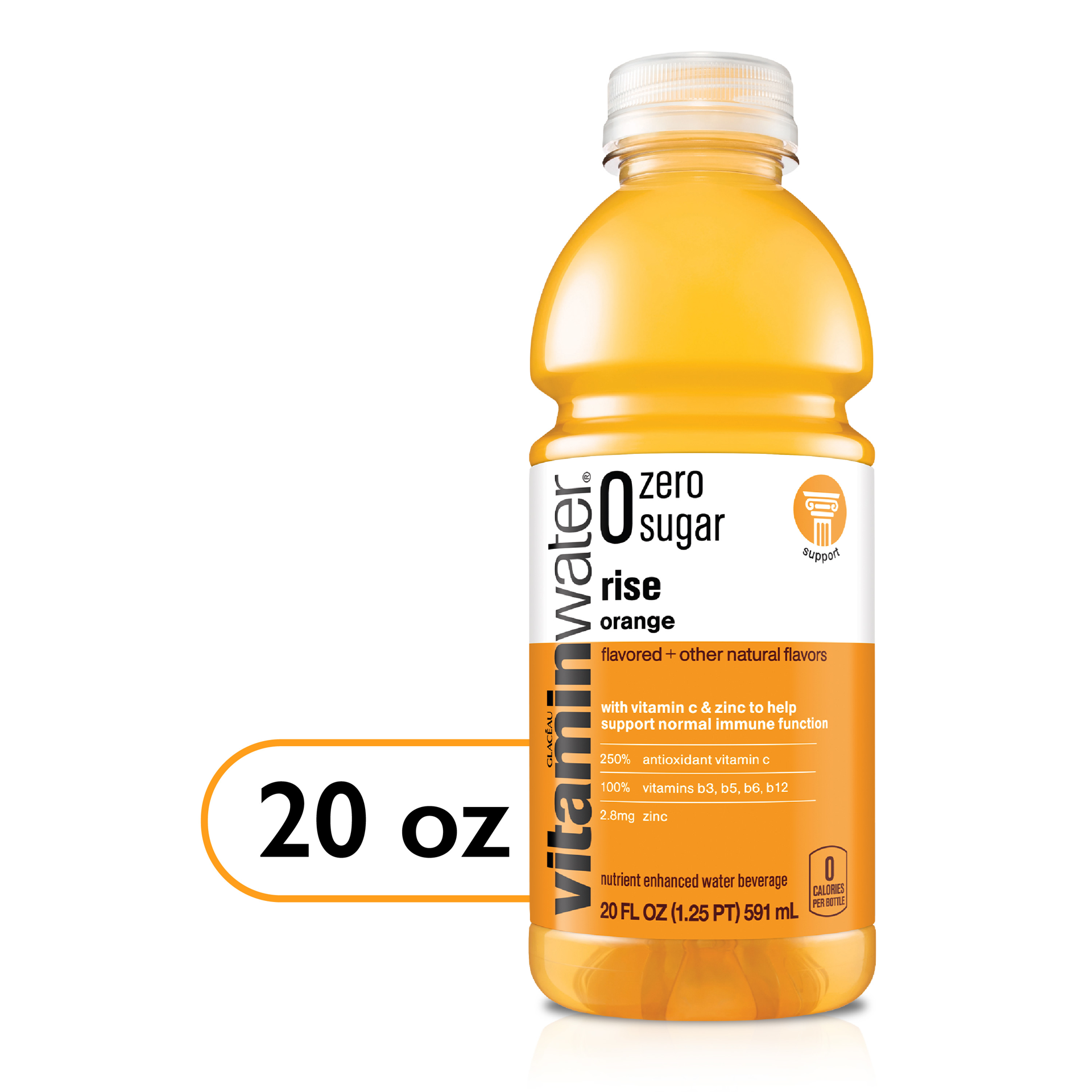slide 1 of 34, vitaminwater zero sugar rise Bottle, 20 fl oz, 20 fl oz