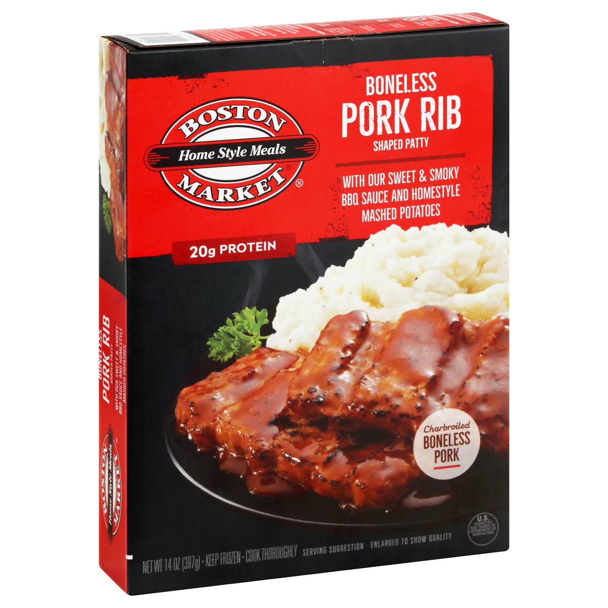 slide 4 of 11, Boston Market Boneless Pork Rib Shaped Patty 14.0 Oz. (Frozen), 14 oz