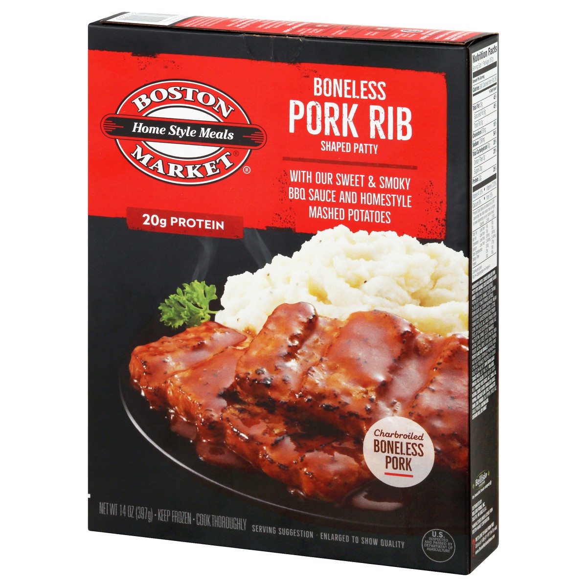 slide 8 of 11, Boston Market Boneless Pork Rib Shaped Patty 14.0 Oz. (Frozen), 14 oz