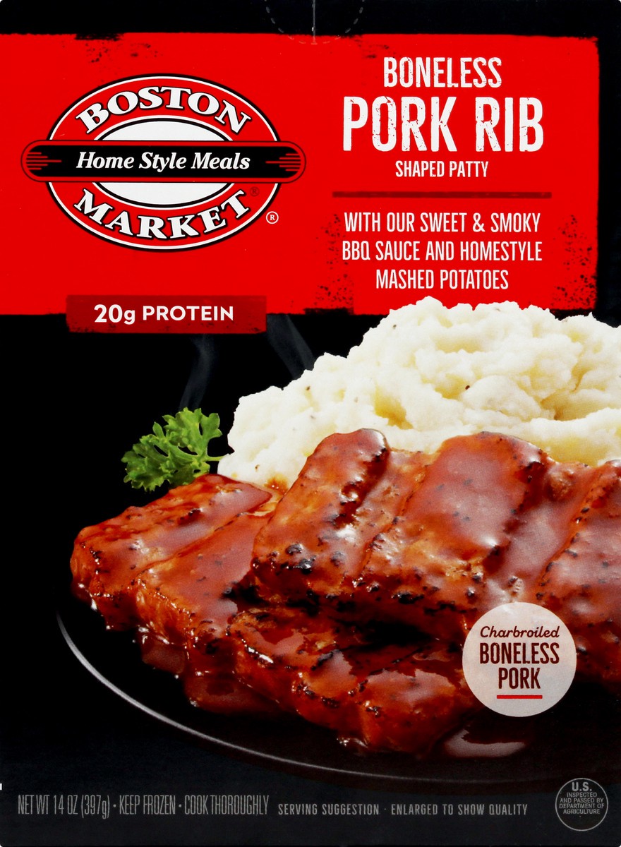 slide 10 of 11, Boston Market Boneless Pork Rib Shaped Patty 14.0 Oz. (Frozen), 14 oz