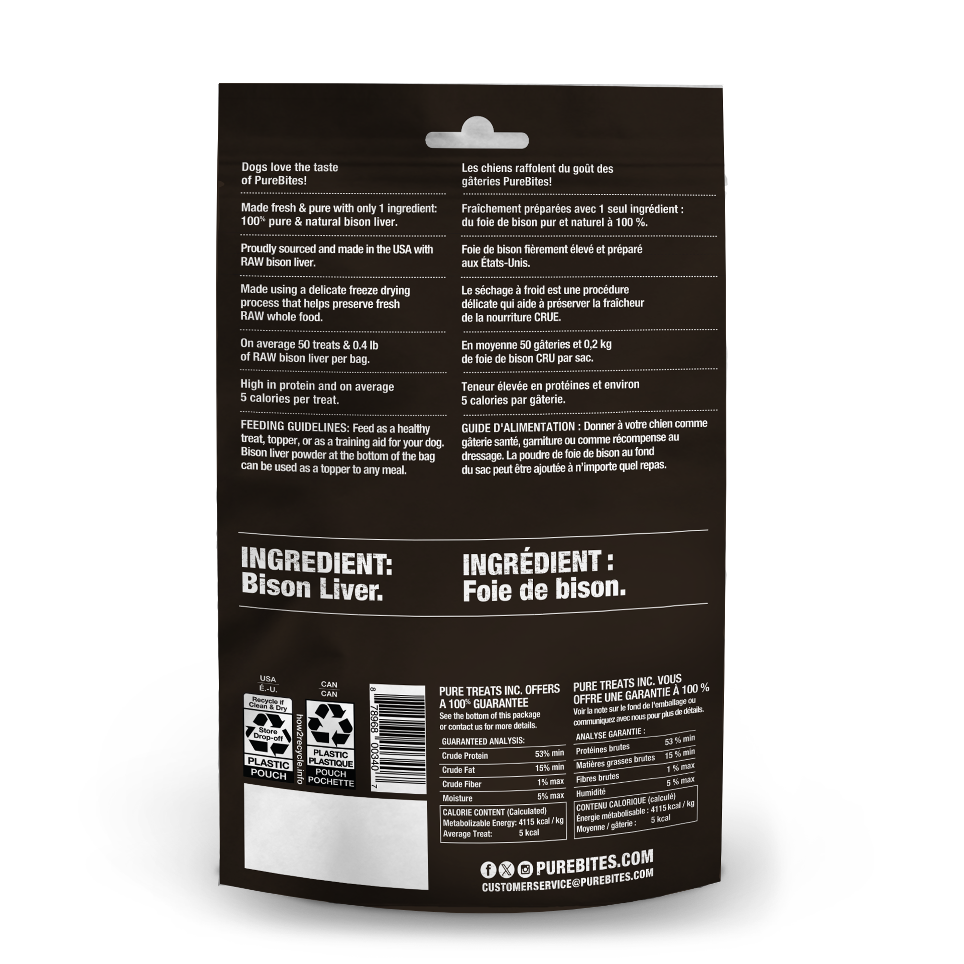 slide 2 of 5, PureBites Freeze Dried Bison Liver Dog Treats 60g | 1 Ingredient | Made in USA, 60 gram