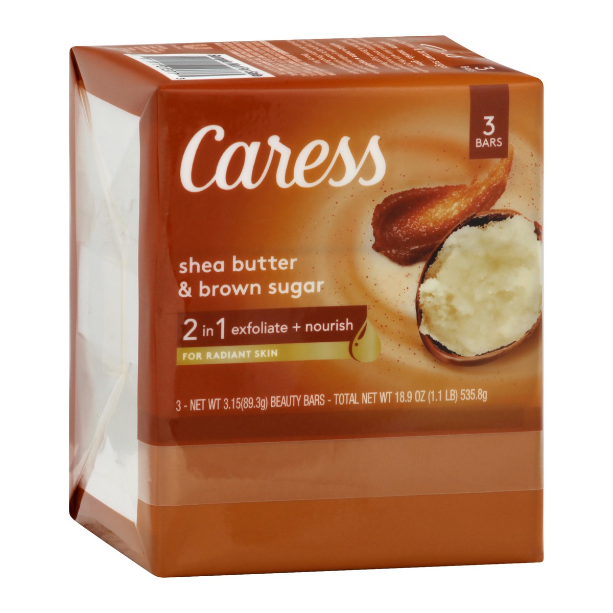 slide 2 of 9, Caress Bar Soap Shea Butter & Brown Sugar, 3.15 oz, 3 Bars, 13.5 oz