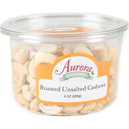 slide 1 of 1, Aurora Natural Cashews, Roasted Unsalted, 9 oz