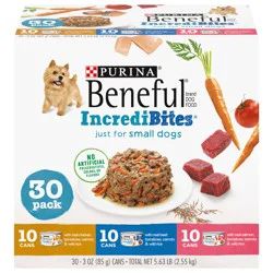Purina Beneful Small Breed Wet Dog Food Variety Pack, IncrediBites With Real Beef, Chicken and Salmon