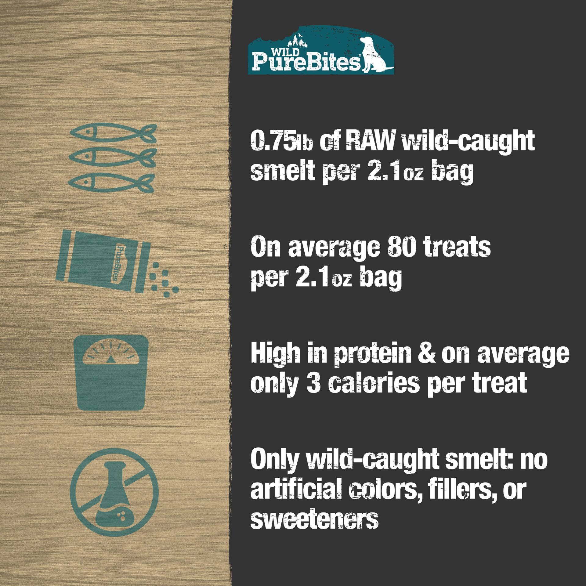 slide 2 of 5, PureBites Freeze Dried Smelt Dog Treats 60g | 1 Ingredient | Made in USA, 60 gram
